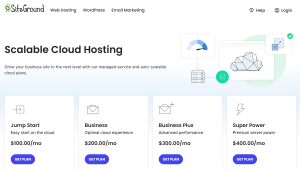SiteGround Cloud Hosting: Starts at $100/month